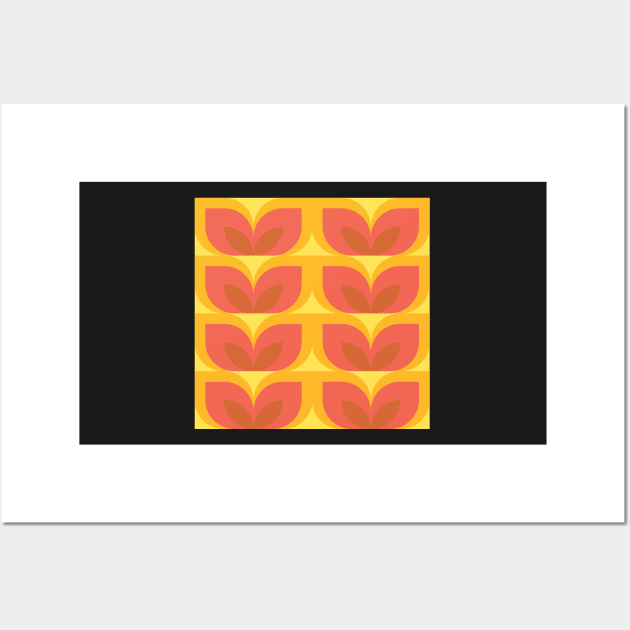 Fall Orange Red simple Floral patterns Wall Art by PlusAdore